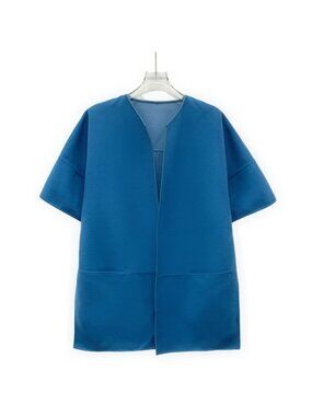 Loro Piana Blue Cashmere Reversible Belted Short-Sleeve Coat